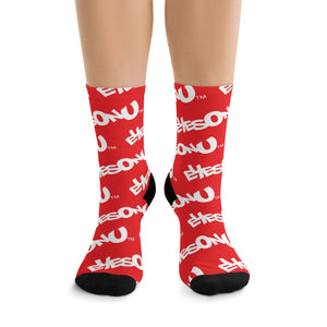 EOYC Straight Logos - Red Socks