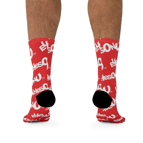 EOYC Straight Logos - Red Socks
