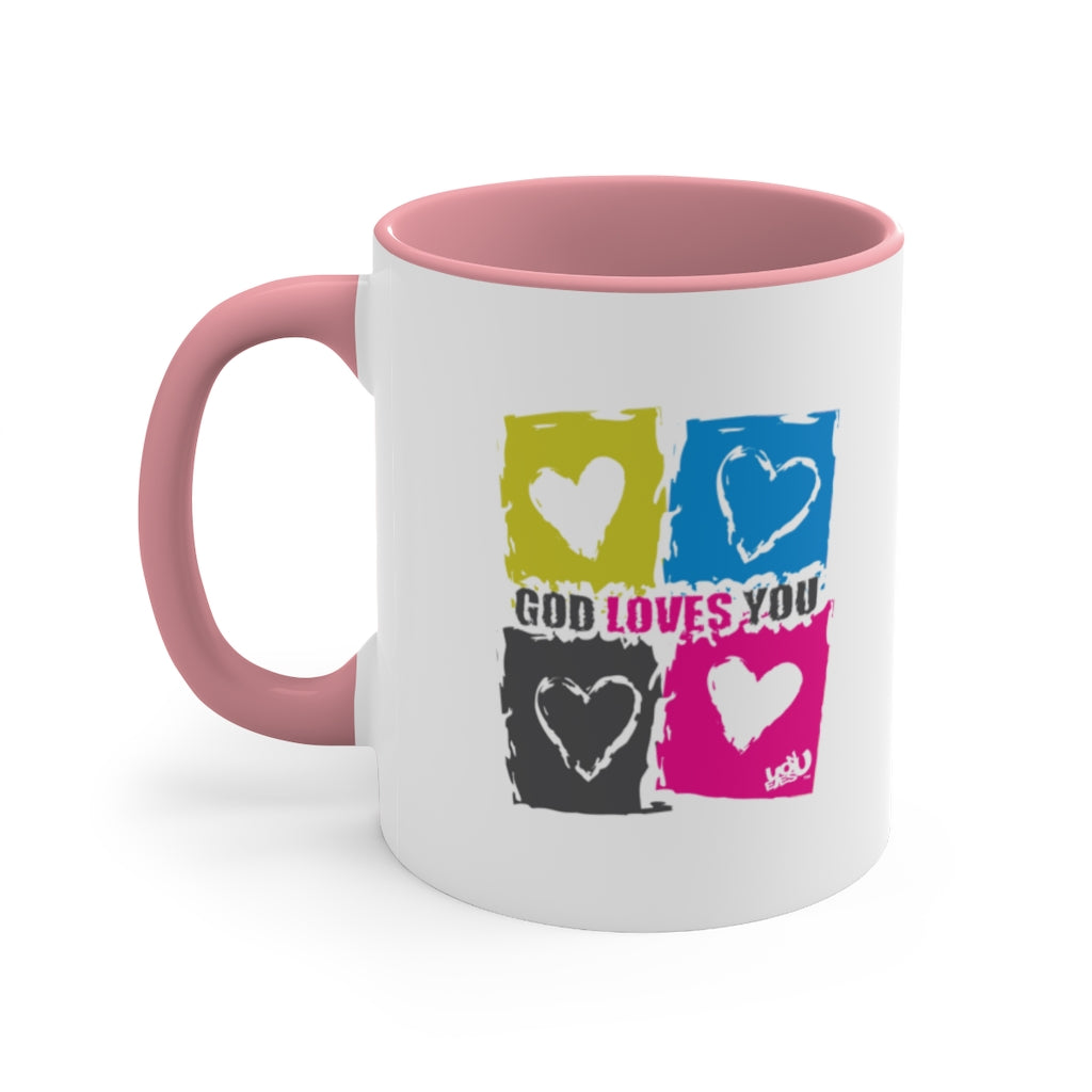God Loves You - Accent Coffee Mug, 11oz (3 colors)
