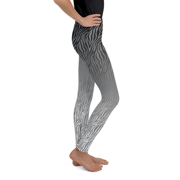 Zebra Print Gray - Youth Leggings (8 - 20)
