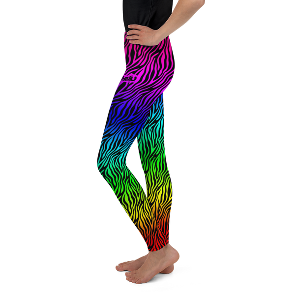 Zebra Print Rainbow - Youth Leggings (8 - 20)